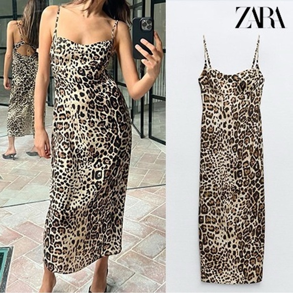 Zara Animal Print Midi Dress - Picture 1 of 4